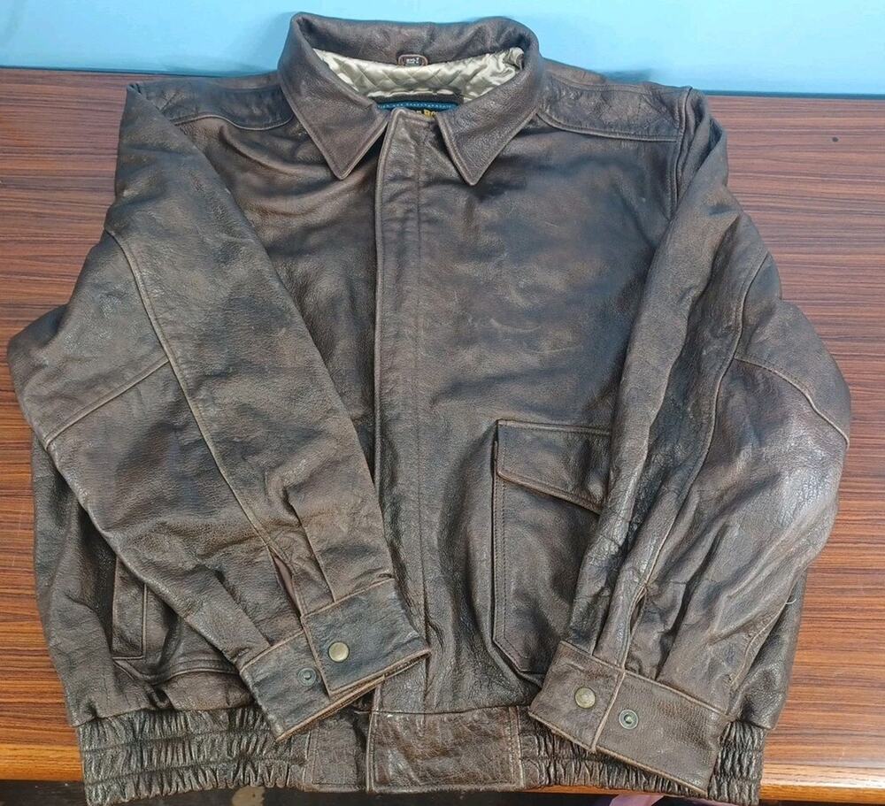 Wilson Adventure Bound Brown Leather Jacket Size 2XLT Distressed Quilted Inside